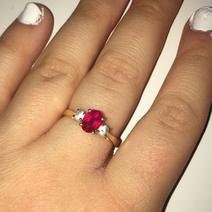 14K gold, ruby and diamond size 8 ring!